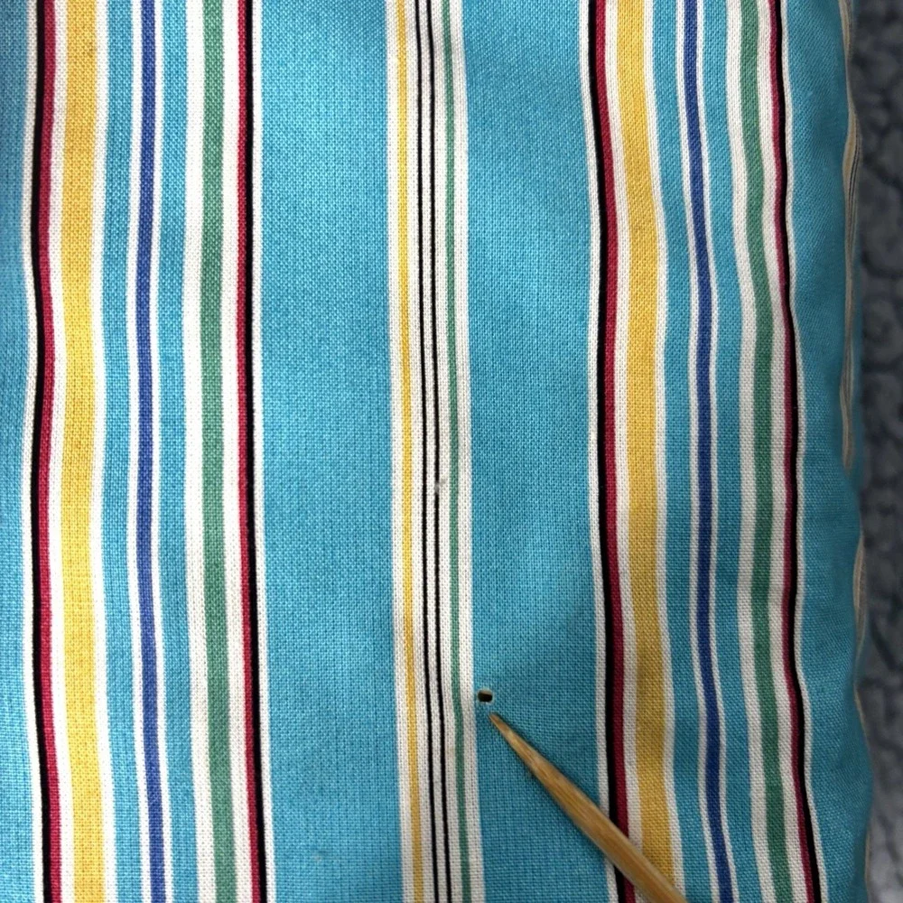Lauren Ralph Lauren Tote Bag Blue Striped Fabric Straw Handle Vacation Beach